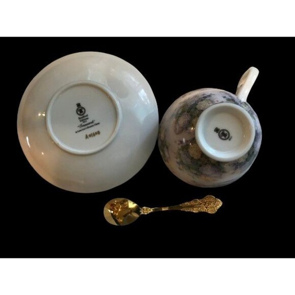 Lena Lius Glorious Chintz Teacup, Saucer & Spoon Treasured Purple Floral w/ COA - Picture 4 of 9